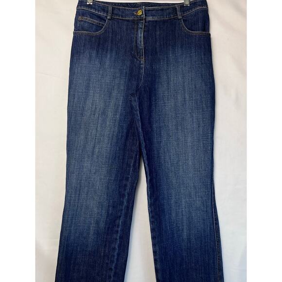 St. John Sport Women's Size 8 Blue Straight Leg Zip Up Denim Distressed Jeans - Picture 2 of 7